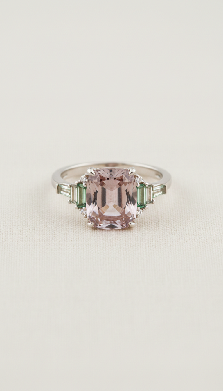 Custom Pink Tourmaline & Prasiolite Ring